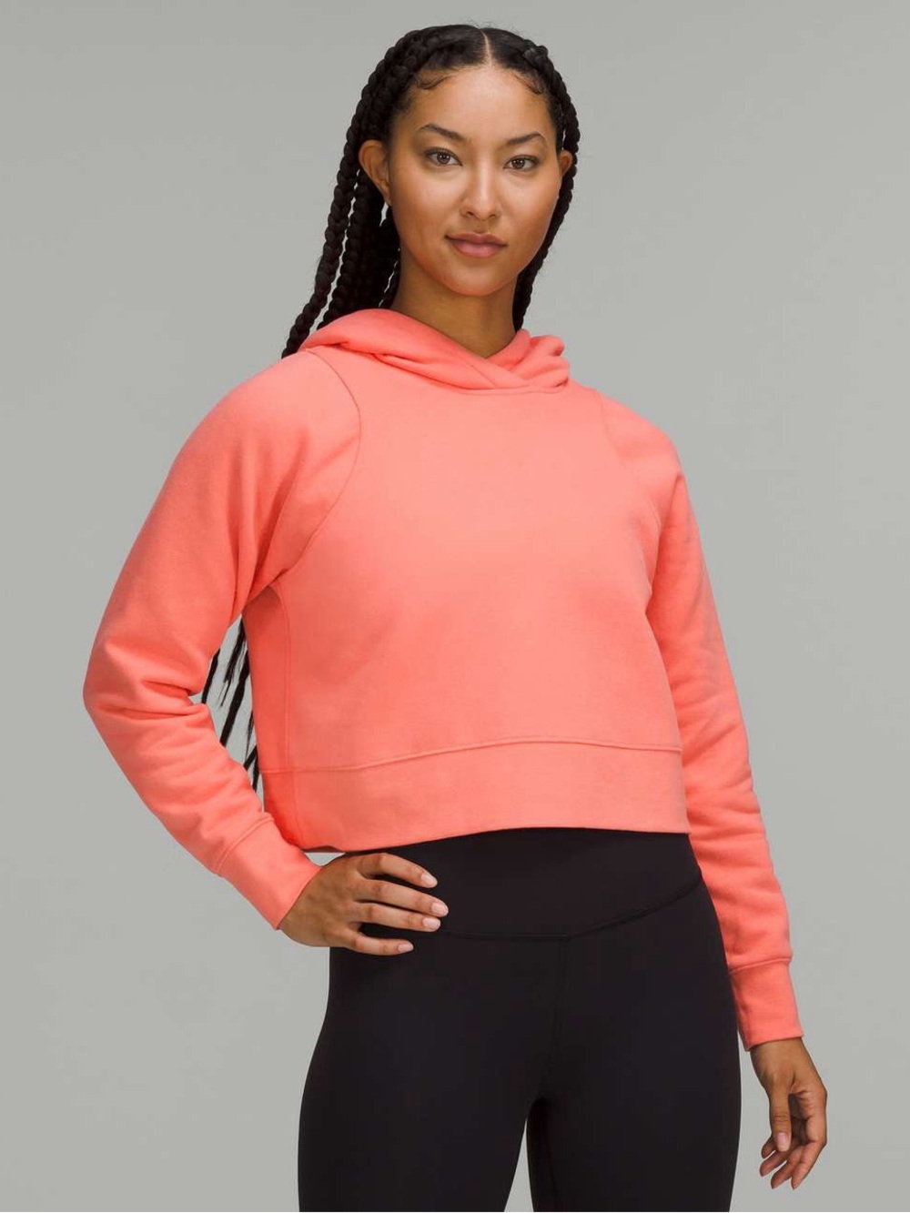 Lululemon Scuba Cropped Pullover Hoodie Raspberry Cream Pink Sweatshirt Size 6